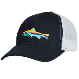 EDTREK Breathable Fishing Trucker Hats for Men and Women - Unique Fish Embroidery for Anglers (Black)