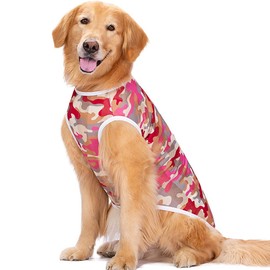 KUVEELA PET Dog Clothes, Dog Wear For Spring & Summer, T-Shirt, For Going Out, Walks, Protection from Sunburn, Shedding Prevention, Breathable, Stylish, For Large to Medium-Sized Dogs (Mesh, Red, 3L)