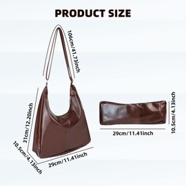 MultiValue Women's Shoulder Bag, Classic Leather Tote Bag with Zip, Women's Evening Bag with Adjustable Shoulder Strap, Handbag for Work, School, Shopping, coffee