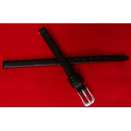 Comfort Strap by Voguestrap New Ladies Black Genuine Leather Calf Calfskin 6mm Watch Band Silver Tone Buckle