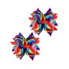 Rainbow Hair Bow with Clip Grosgrain Ribbons HairClips for Girls