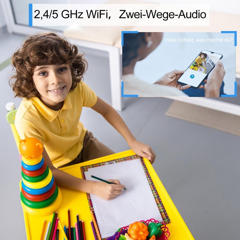 360° WiFi Indoor Security Camera, 3MP, Night Vision, Motion Detection,