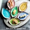 Ceramic Spoon Rest for Stove Top, Ice Cracks Leaf Cute