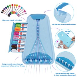 Arts and Crafts for Kids Ages 8-12,Friendship Bracelet Making Kit for Girl,Kids Jewelry Making Kit with 28 Pre-Cut Threads,Christmas Birthday Gifts for Ages 6 7 8 9 10 11 12 Year Old (Light Blue)