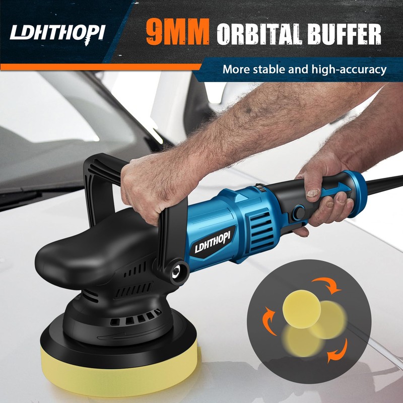 LDHTHOPI Dual Action Polisher, 980W 5/6 Inch, 9MM Random Orbital