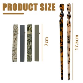 Pack of 6 Hair Sticks Acetate Hair Stick Tortoiseshell Hair Sticks Tortoiseshell Hairpin Chopsticks Leopard Print Retro French Hair Clips Women's Hair Clip Hair Pins Disc Vintage Style Long