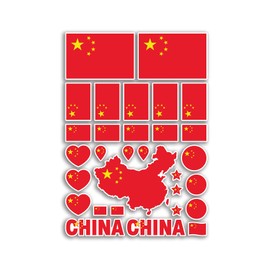 A4 Sticker Sheet China Flags Vinyl Stickers - Chinese Nation Country World National Flag Vacation Travel Holiday Car Aesthetic #80102