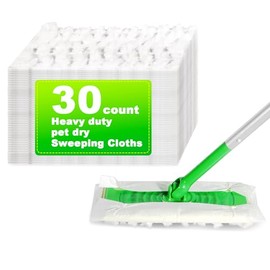 Heavy Duty Dry Sweeping Cloths Pads for Swiffer Sweeper Mop, Disposable Microfiber Duster Mop Pads Refills for Cleaning Hardwood Floor Dust and Pet Hair, 30 Count
