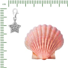 Quiges 925 Silver Charm Pendant Stars with Lobster Clasp for Bracelets, Glass, Cubic Zirconia