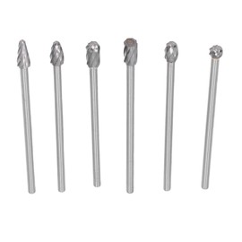 LOCADENCE 6Pcs Carbide Burrs Set, Lengthen Tungsten Steel Carbide Rotary Files Burrs, Solid Rotate Cylinder Head Porting Kit for Woodworking Drilling Carving