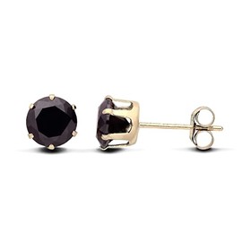 9ct Yellow Gold 0.50ct Black Diamond Solitaire Stud Earrings