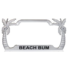 Custom Brother - Beach Bum Palm Tree Design Quality Chrome Metal Car SUV Truck License Plate Frame x54