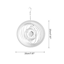 sourcing map Wind Spinner Circular 7.87" x 11.02" Stainless Steel Reflectors Wind Chimes for Outdoor Devices Metal Decorations Keep Birds Away Yard Garden, Silver Tone