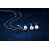AMIGUO Freshwater Pearl Jewellery Set Earrings Necklace Solid 925 Silver