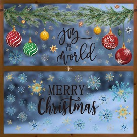 Horaldaily 221 PCS Christmas Window Cling Sticker, Christmas Balls Branches for Home Party Supplies Shop Window Glass Display Decoration