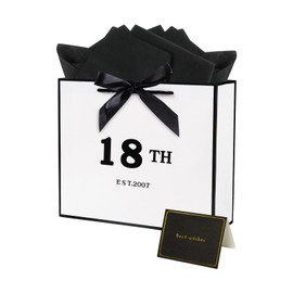 60th Birthday Gift Bag 12.6× 4.3× 10.6 Inches Large Birthday Gift Bag with Tissue Paper, 40th Birthday Bag for Women and Men(Pink)
