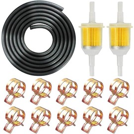 Laixin 1/4 Inch Fuel Hose Kit - 2 Metres Diameter 6 mm Fuel Line + 2 Pieces 6 mm / 8 mm Fuel Filter + 10 Pieces Hose Clamps for Car Motorcycle Scooter