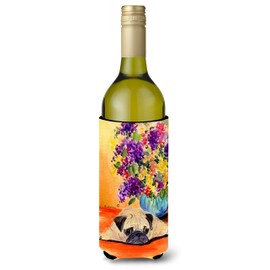 Caroline's Treasures SS8294LITERK Pug Wine Bottle Hugger Bottle Cooler Sleeve Hugger Machine Washable Collapsible Insulator Beverage Insulated Holder