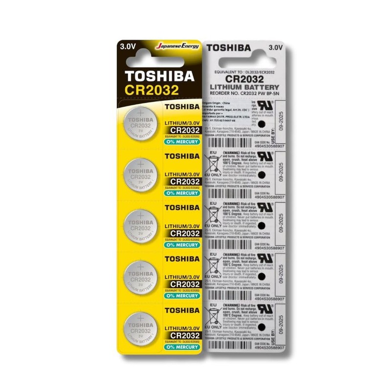 Toshiba Cr2032 3V Lithium Coin Cell Battery, Pack of 5