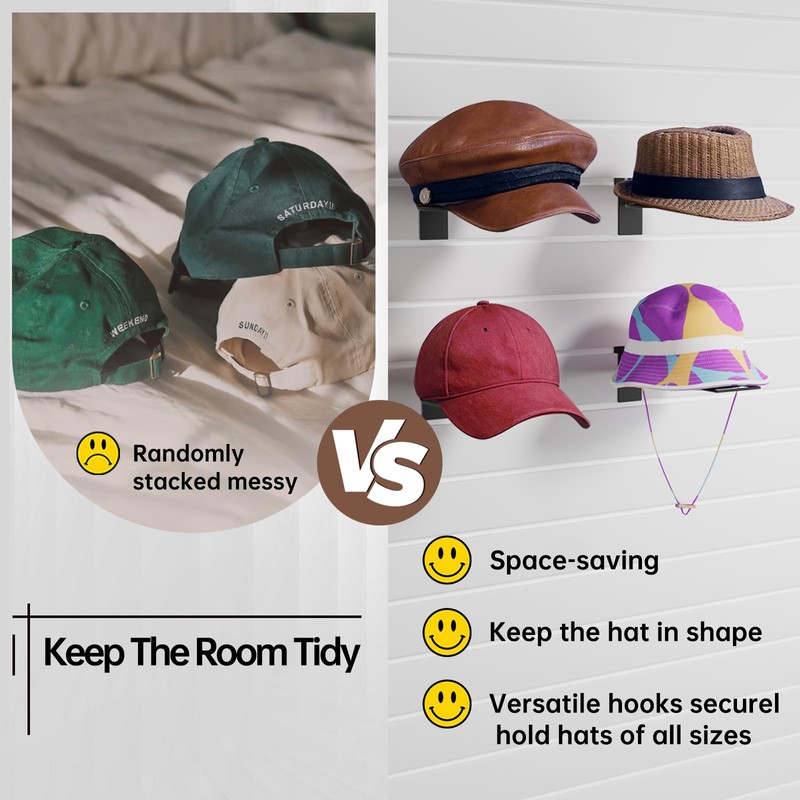 SINCHEEWAY Slatwall Hat Holder, Metal Wire Hat Display Rack for