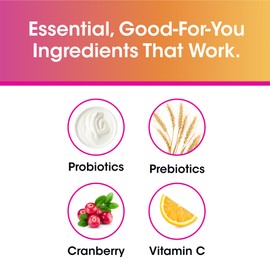 vH Essentials Probiotic Gummies with Prebiotics & Cranberry, Concentrated Extract for Urinary Tract Health, Supports Vaginal Microflora Balance for a Healthy Feminine Tract, 60 Count