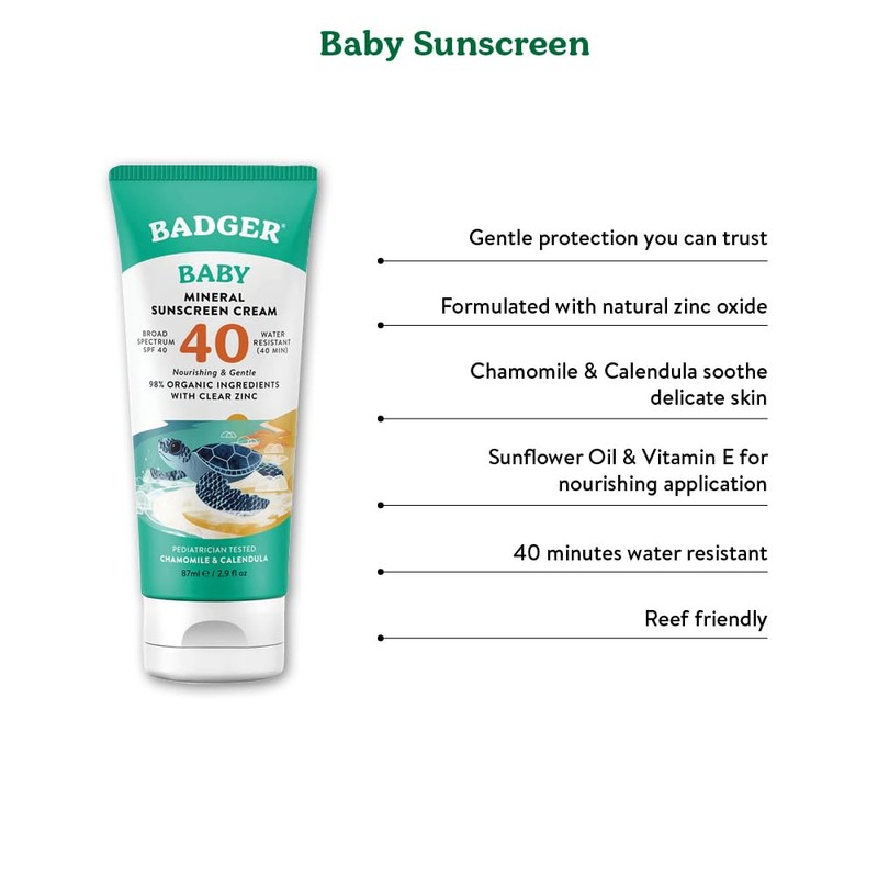 Badger Baby Sunscreen Cream SPF30 | Broad Spectrum & Water