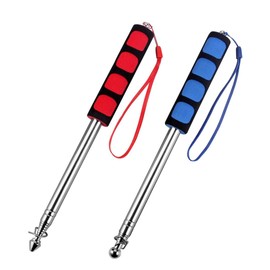 Telescopic Flag Pole,2 Pack Guide Flag Stainless Steel Telescopic with Sponge Grip Flagpol Collapsable Teaching Pointer for Tour Guides Camping Travel Marchers Flags Banners Teachers 1.2M Blue+Red