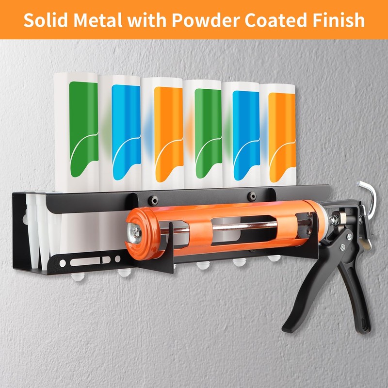 Fardtry Caulking Gun Holder, Metal Caulk Tube Storage Rack, Wall