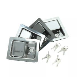 Carautopartshome 4 Trailer Paddle Door Latch Handle RV Truck Tool Box Lock Steel +Keys 5.5"*4.25"