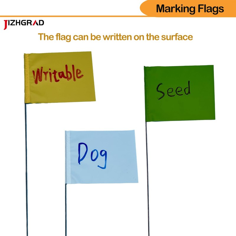 Orange Marker Flags, 100 Pack Construction Marking Flags | 4x5x16