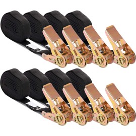 Correas de Amarre de carraca sin Fin, amarres de Carga Resistentes, sin Gancho, Correa de Nailon Negra, Correas de sujeción de carraca, Correas de Equipaje para Motocicletas, Cargas de