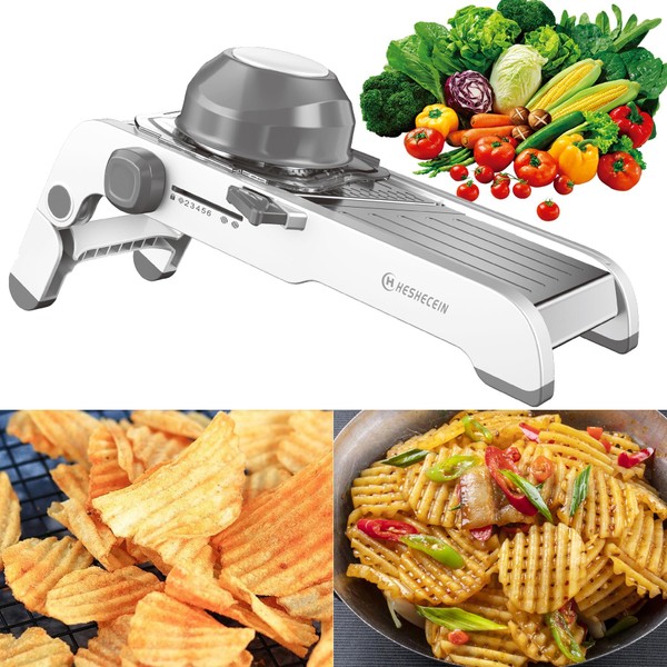 H HESHECEIN 24-In-1 Mandoline Slicer for Kitchen with Waffle Fry