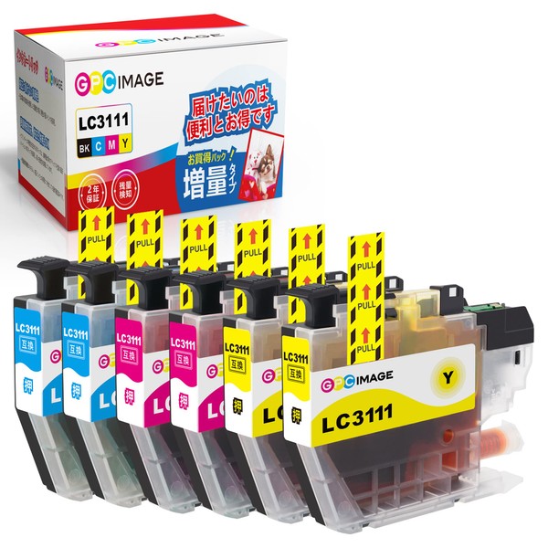 GPC Image LC3111 Compatible Ink Set of 6 (2C/2M/2Y), Compatible with Brother LC3111C, LC3111M, LC3111Y, Brother Compatible Ink Cartridges, DCP J572N, J577N, J582N, J978N, J998DN, J973N, J982N, J987N, Large Capacity, Remaining Capacity Indicator Function,