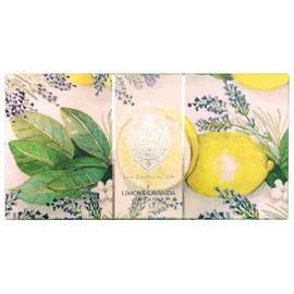 La Florentina: "Limone Lavanda" Bar Soaps, Lemon Lavender Scent, "Bellosguardo" Collection - Pack of 3 Soaps, 5.3 Ounces (150g) Each, Gift Box [ Italian Import ]