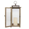 Stonebriar 18 Inch Rustic Wooden Candle Hurricane Lantern, For Table