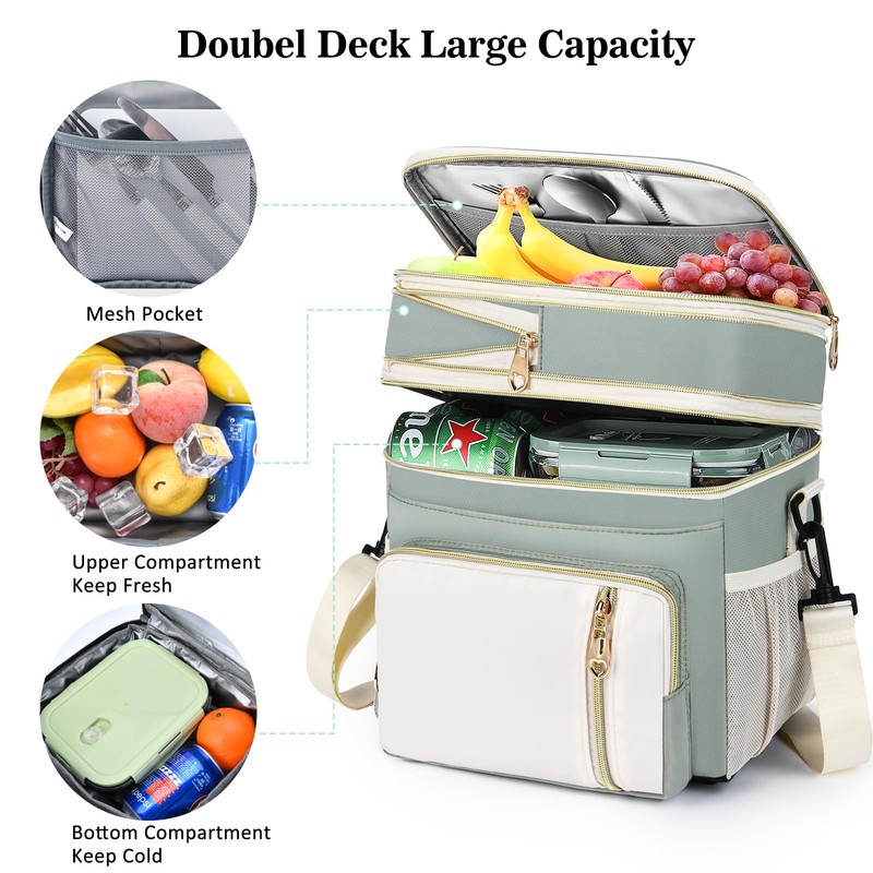 BAGNN Lunch Box for Women/Men-Insulated Lunch Bag-Expandable Double Cooler Bag-Reusable