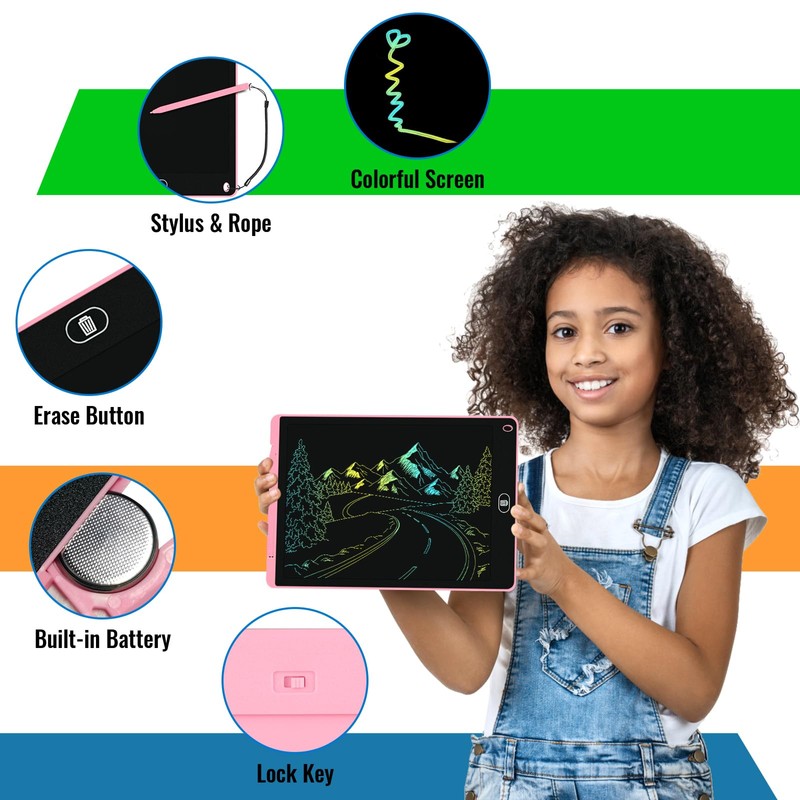 12 Inch LCD Writing Tablet,[2 Pack] Electight Colorful Drawing Board,