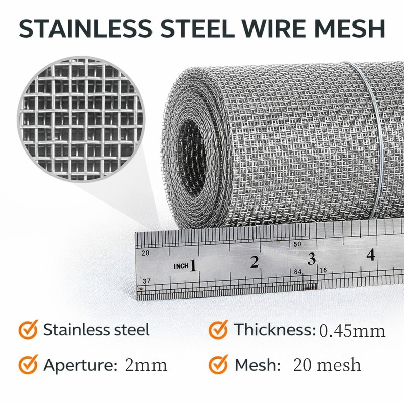 304 Stainless Steel Woven Wire Mesh, 10 Mesh Metal Screen