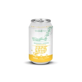 Tama Tea Sparkling Green Tea, MANGO VERDE, Made with Real Fruit & Herbs, 12 Fl Oz Cans, Pack of 12 Green Tea Cans.