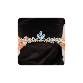 Rannyrena Gold Wedding Crystal Tiaras and Crowns for Women Rhinestone Bridal Queen Crown Princess Headpiece Hair Accessories for Birthday Wedding Pageant Party Prom, Normal, alloy, crystal, No