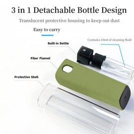 3 in 1Fingerprint Proof Screen Cleaner Tool, Touchscreen Electronic Screen Cleaner, All in One Cleaning Kit with Microfiber and Soft Fiber Flannel for All Phones, Laptop,TV and Tablet Screens (Green)