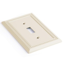 Henne Bery Sunken Pearls Heavy Duty Decorative Wall Plate Switch Plate Outlet Cover, Durable Solid Zinc Alloy (Single Toggle 2PK, Light Almond)
