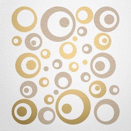 WANDfee® Wall Tattoo, Circles, Dots, 50 Stickers, Colour Choice For Children's Bedroom, Living Room, Hallway, Bathroom, Kitchen, Tile Stickers, beige