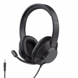 Trust Ayda Max Over Ear PC Headset with Mic 3.5mm, 1.8m Cable, Adjustable Headband, 85% Recycled Plastics, Wired Headphones with Microphone Computer Laptop Desktop Mac Home Office Zoom Teams, Black