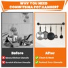 HOFURME 3 Pcs Wall Mounted Pot Pan Rack, Black Steel-Made