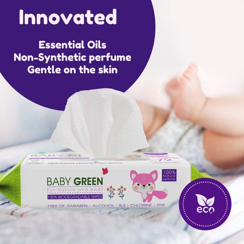 Yugi Green Biodegradable Baby Wipes Organic Natural essential oils –