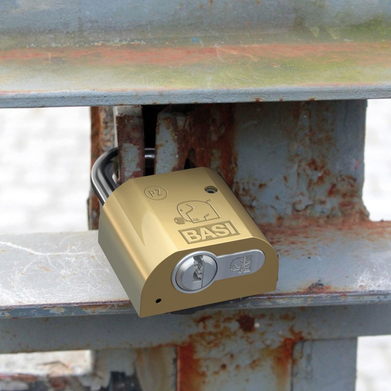 BASI Brass padlock, padlock body without lock cylinder, interchangeable profile