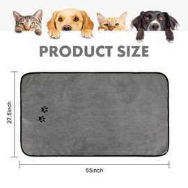 Wipela 1Pieces Microfiber Pet Bath Towel Dog Towel.Dog Towel Soft Absorbent Drying for Small Medium Large Dogs and Cats with Great for Bathing and Grooming (27.5 x 55 Inch Grey)