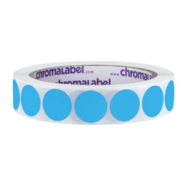 ChromaLabel 3/4 Inch Round Colored Stickers, Removable Sticky Dots for Color Coding - 1000 Labels per Roll, Light Blue - Ideal for Office and School Projects