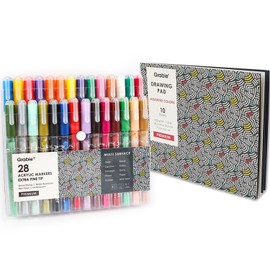 Grabie Acrylic Paint Pens Markers, 28 Colors, 0.7 mm, Extra Fine Tip Drawing Markers, Premium Paint Pens for Painting on Various Surface, Art Supplies